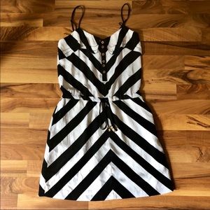 New cache nautical chevron cami mini dress navy white stripe S 2 4 tie waist